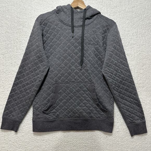 Marmot Hoodie Mens Heather Gray Quilted Logo Kangaroo Pockets Pullover Size M - Picture 1 of 13